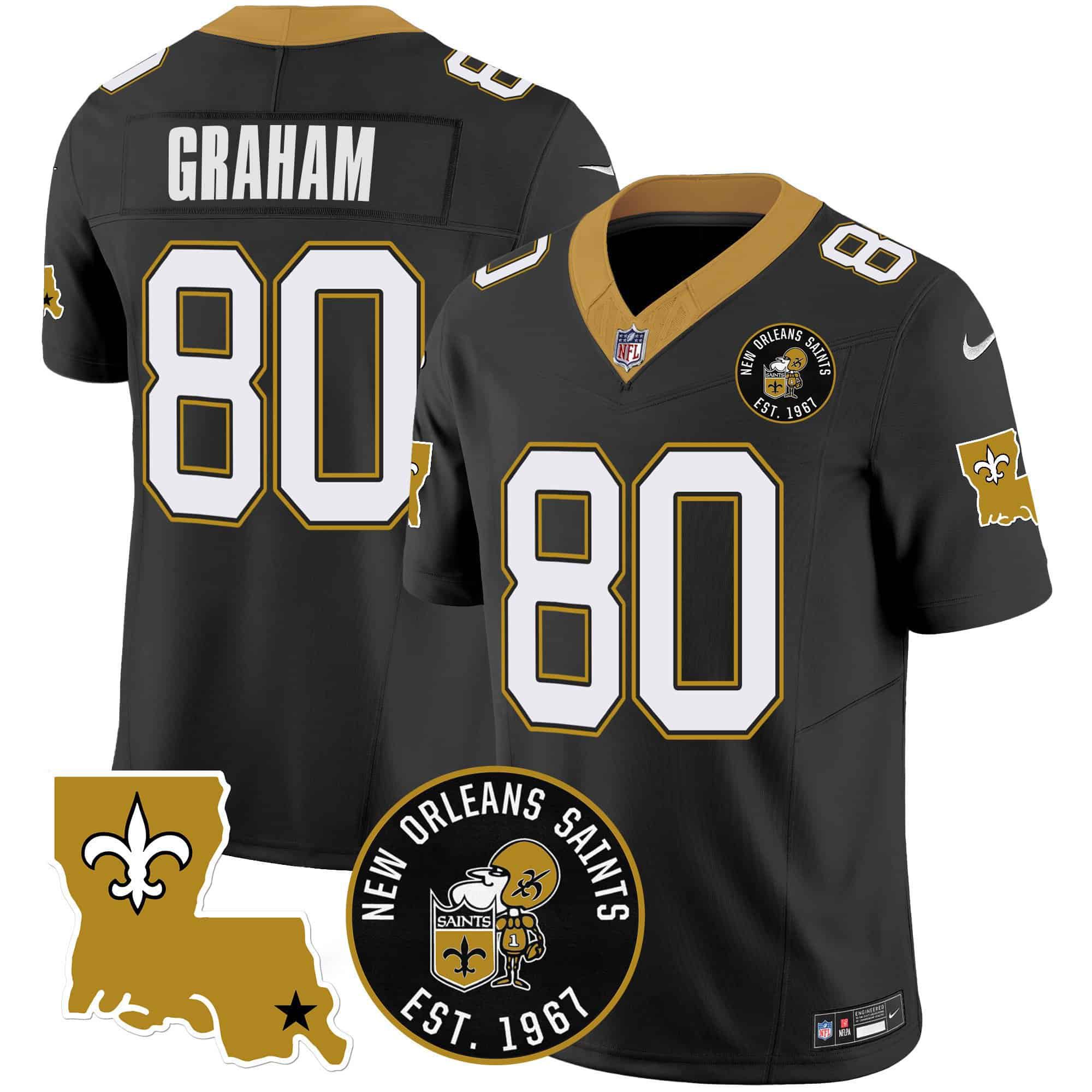 Men New Orleans Saints #80 Graham Black 2024 Nike 1967 Patch Vapor Limited NFL Jersey style 1->indianapolis colts->NFL Jersey